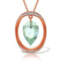 Blue Topaz and Diamond Pendant Necklace 11.5ct in 9ct Rose Gold