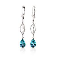 Blue Topaz Sceptre Drop Earrings 3.0ctw in 9ct White Gold