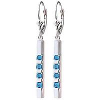 Blue Topaz Bar Drop Earrings 0.7ctw in 9ct White Gold