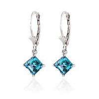 Blue Topaz Drop Earrings 3.2ctw in 9ct White Gold