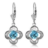 Blue Topaz Corona Drop Earrings 1.1ctw in 9ct White Gold