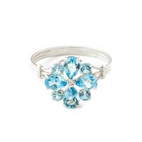 Blue Topaz Sunflower Cluster Ring 2.43ctw in 9ct White Gold