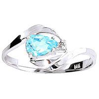 blue topaz and diamond ring 05ct in 9ct white gold