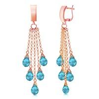 Blue Topaz Droplet Briolette Earrings 7.3ctw in 9ct Rose Gold