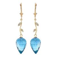 Blue Topaz and Diamond Drop Earrings 22.5ctw in 9ct Gold