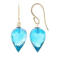 blue topaz briolette drop earrings 225ctw in 9ct gold