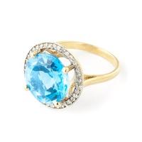 Blue Topaz and Diamond Halo Ring 7.8ct in 9ct Gold