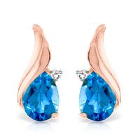 Blue Topaz and Diamond Stud Earrings 5.0ctw in 9ct Rose Gold