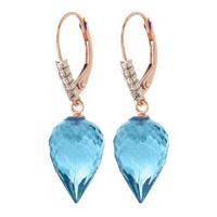 Blue Topaz and Diamond Drop Earrings 22.5ctw in 9ct Rose Gold