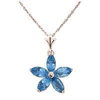 Blue Topaz Flower Star Pendant Necklace 1.4ctw in 9ct Rose Gold