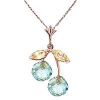 blue topaz and peridot cherry drop pendant necklace 145ctw in 9ct rose ...