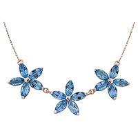 Blue Topaz Daisy Chain Pendant Necklace 4.2ctw in 9ct Rose Gold