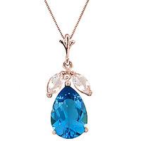 Blue Topaz and White Topaz Pendant Necklace 6.5ctw in 9ct Rose Gold