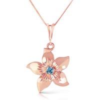 Blue Topaz Flower Star Pendant Necklace 0.1ct in 9ct Rose Gold