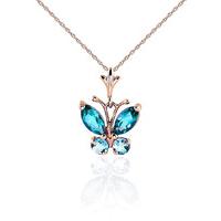 blue topaz butterfly pendant necklace 06ctw in 9ct rose gold