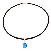 Blue Topaz and Diamond Leather Pendant Necklace 7.55ct in 9ct Rose Gold