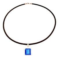 Blue Topaz and Diamond Leather Pendant Necklace 6.5ct in 9ct Rose Gold