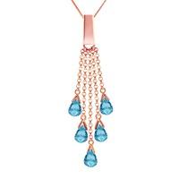 Blue Topaz Comet Tail Briolette Pendant Necklace 5.8ctw in 9ct Rose Gold