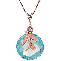 Blue Topaz and Diamond Olive Leaf Chequer Pendant Necklace 5.3ct in 9ct Rose Gold