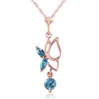 blue topaz butterfly pendant necklace 018ctw in 9ct rose gold