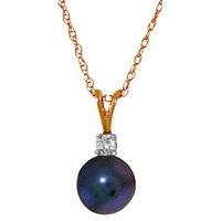 Black Pearl and Diamond Pendant Necklace 2.0ct in 9ct Rose Gold