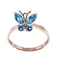 Blue Topaz Butterfly Ring 0.6ctw in 9ct Rose Gold