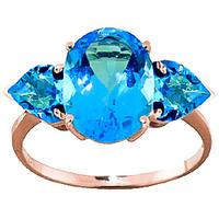 Blue Topaz Three Stone Ring 4.2ctw in 9ct Rose Gold