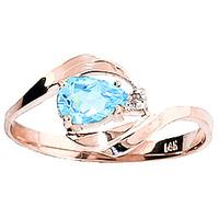 Blue Topaz and Diamond Ring 0.5ct in 9ct Rose Gold