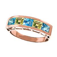 blue topaz and peridot ring 225ctw in 9ct rose gold