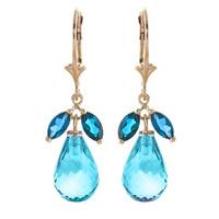 Blue Topaz Drop Earrings 14.4ctw in 9ct Gold