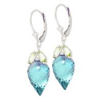 blue topaz and peridot drop earrings 235ctw in 9ct white gold