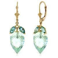 Blue Topaz Briolette Drop Earrings 23.5ctw in 9ct Gold