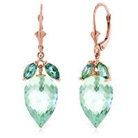 blue topaz briolette drop earrings 235ctw in 9ct rose gold