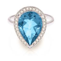 blue topaz and diamond halo ring 45ct in 9ct white gold