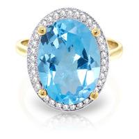 Blue Topaz and Diamond Halo Ring 7.4ct in 9ct Gold