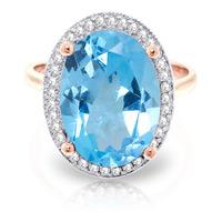 blue topaz and diamond halo ring 74ct in 9ct rose gold