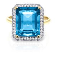 Blue Topaz and Diamond Halo Ring 7.6ct in 9ct Gold