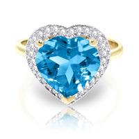 Blue Topaz and Diamond Halo Ring 6.3ct in 9ct Gold