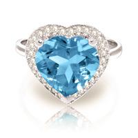 Blue Topaz and Diamond Halo Ring 6.3ct in 9ct White Gold