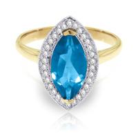 Blue Topaz and Diamond Halo Ring 2.25ct in 9ct Gold