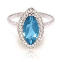 Blue Topaz and Diamond Halo Ring 2.25ct in 9ct White Gold