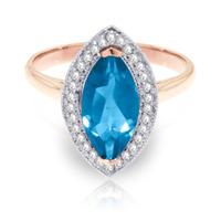 Blue Topaz and Diamond Halo Ring 2.25ct in 9ct Rose Gold