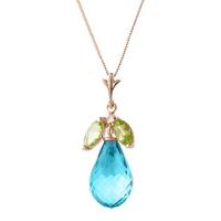 Blue Topaz and Peridot Pendant Necklace 7.2ctw in 9ct Rose Gold