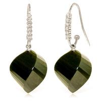 Black Spinel and Diamond Drop Earrings 31.0ctw in 9ct White Gold