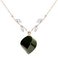 Black Spinel and Diamond Pendant Necklace 15.5ct in 9ct Rose Gold