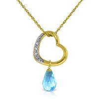 Blue Topaz and Diamond Pendant Necklace 2.25ct in 9ct Gold