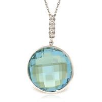 Blue Topaz and Diamond Pendant Necklace 23.0ct in 9ct White Gold