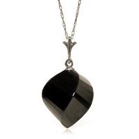 Black Spinel Briolette Pendant Necklace 15.5ct in 9ct White Gold