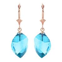 Blue Topaz Briolette Drop Earrings 27.85ctw in 9ct Rose Gold