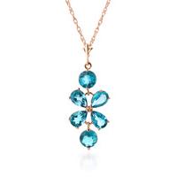 Blue Topaz Blossom Pendant Necklace 3.15ctw in 9ct Rose Gold